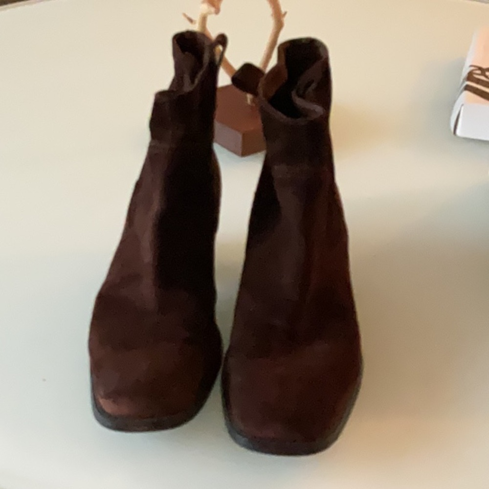 Dark chocolate brown suede ankle boots by Nine West
